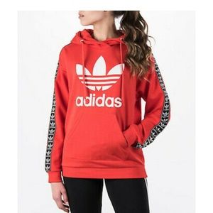ADIDAS ORIGINALS BERLIN TREFOIL TAPE RED HOODIE